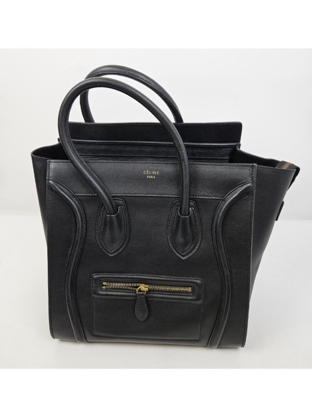Celine Smooth Calfskin Smooth Micro Luggage Tote Bag Black Tote